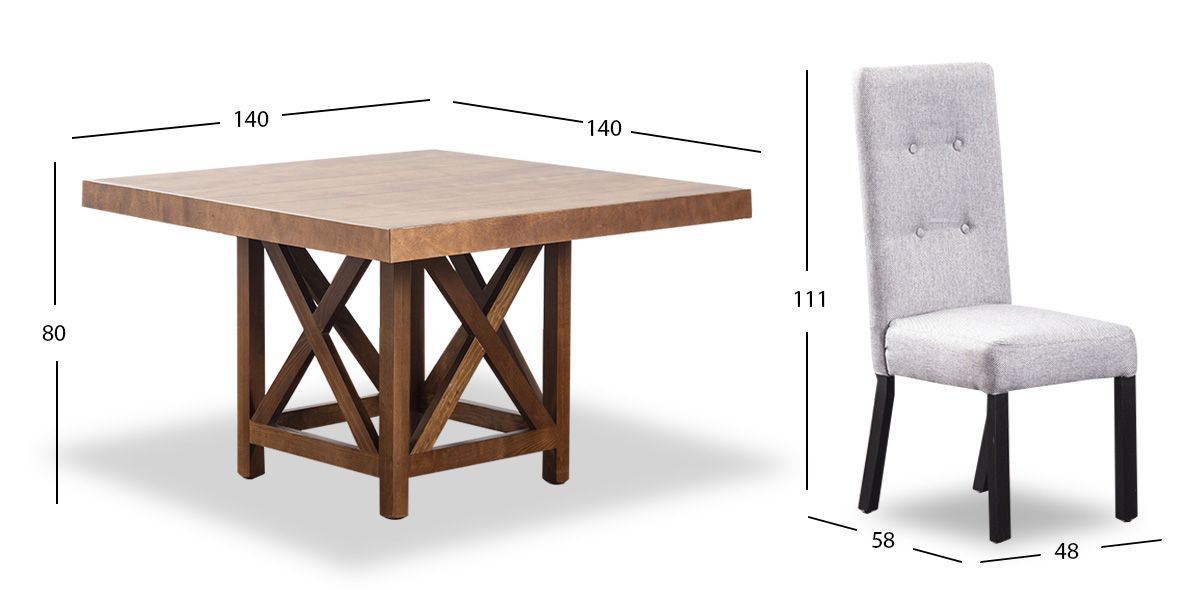Comedor Mika Nogal con Sillas Odin Gris