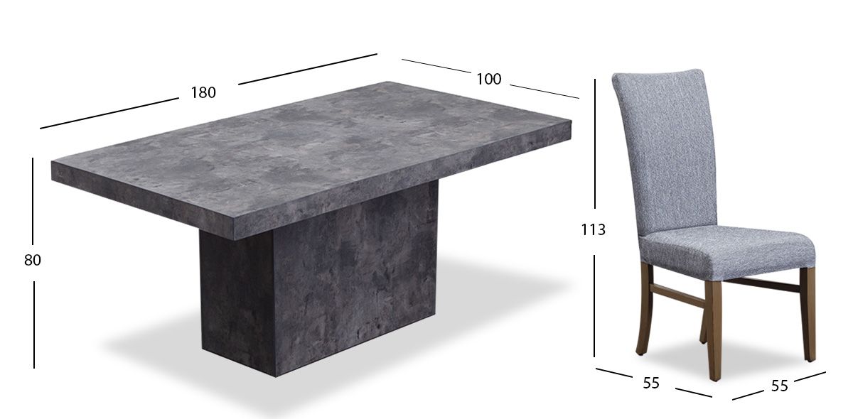 Comedor Rectangular Stone 180 cm con Sillas Mix Crudo Jaspe