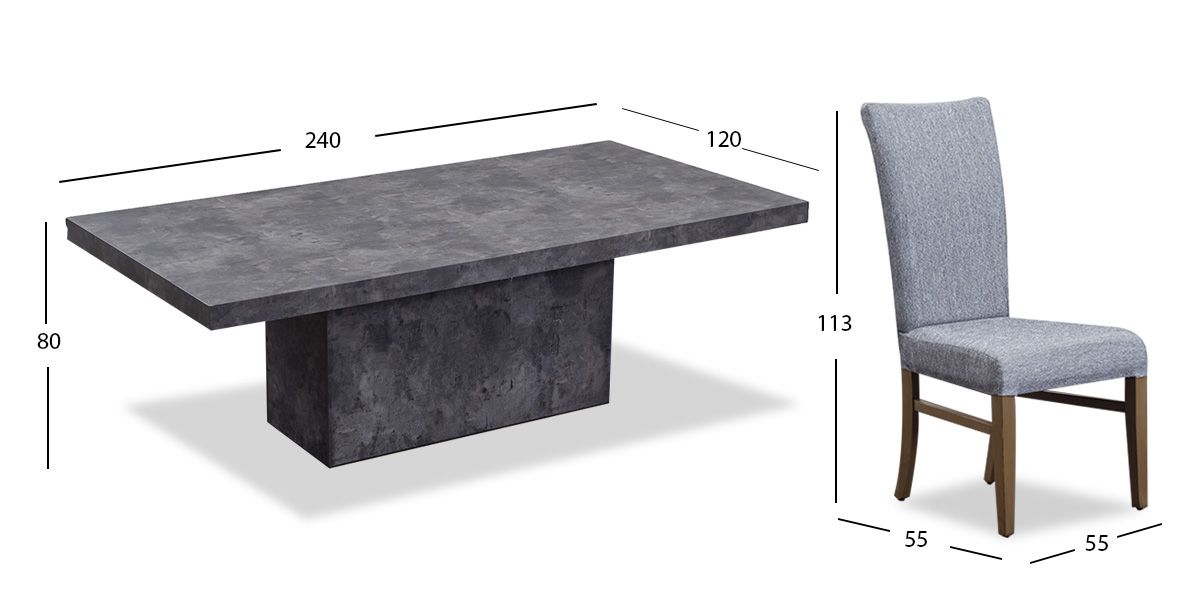 Comedor Rectangular Stone 240 cm con Sillas Mix Crudo Jaspe