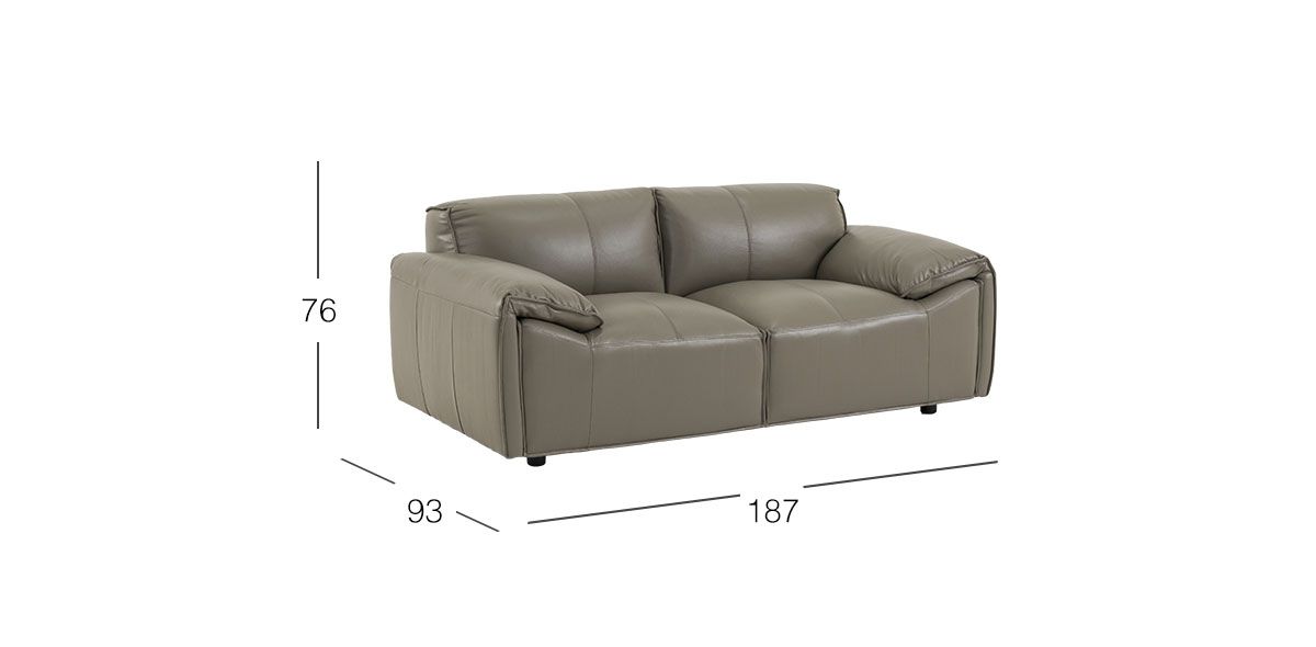 Sofá 2 Plazas Piel Meyer Gris