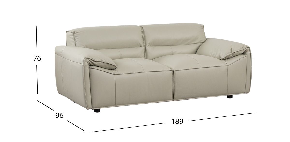 Sofá 2 Plazas Piel Wickens Gris Claro