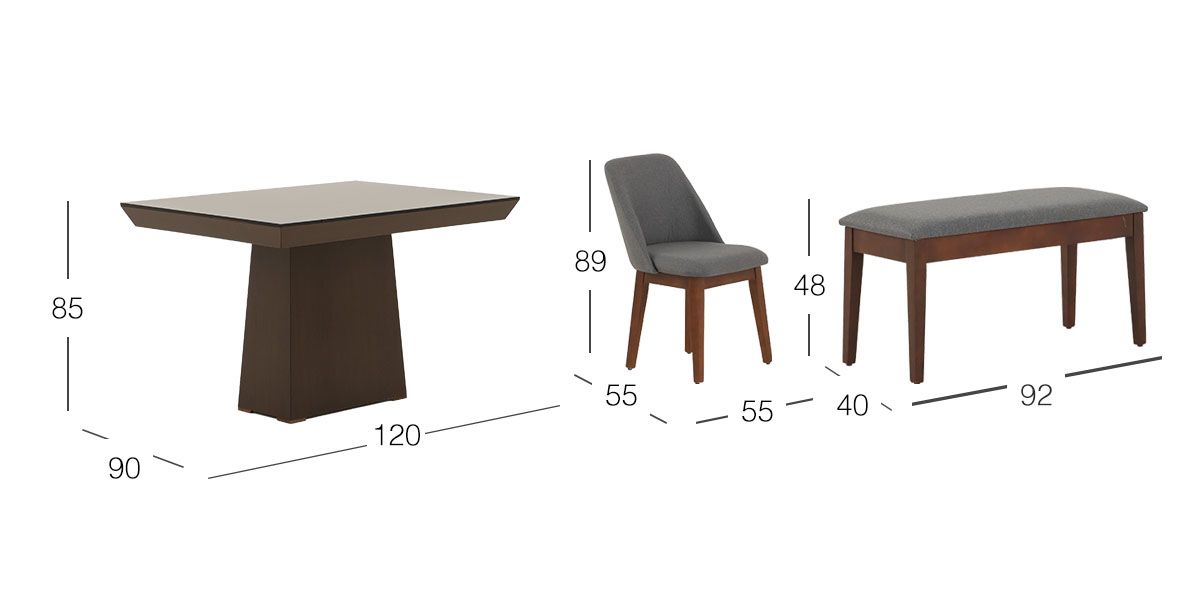 Comedor 120 Cm Montreal Con Sillas Olaf PL Gris 5 Piezas