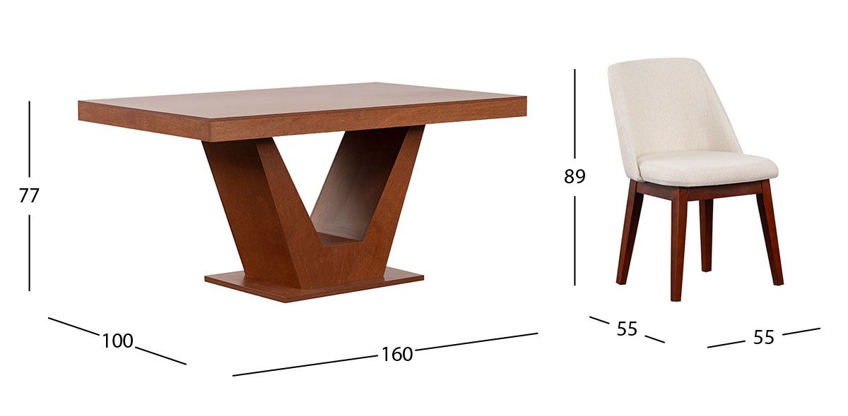 Comedor Volta Nogal con Sillas Olaf Arena 7 Piezas