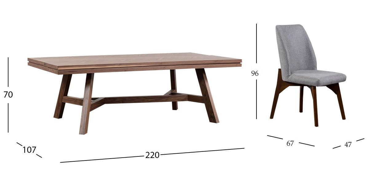 Comedor Rectangular Veliero CL Con Sillas Ziba Gris 7 Piezas