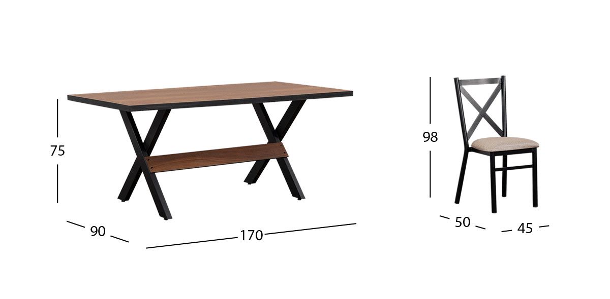 Comedor Rectangular Romeo Negro/Parota 7 Piezas