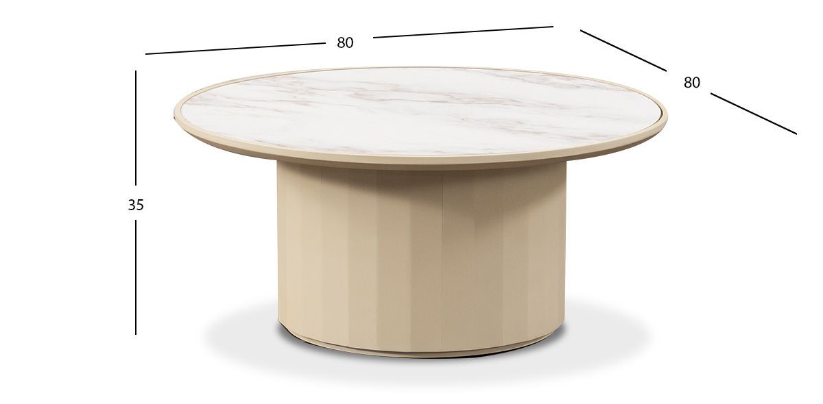 Mesa De Centro Redonda 80 X 35 Cm Casa Anahí Grado Beige