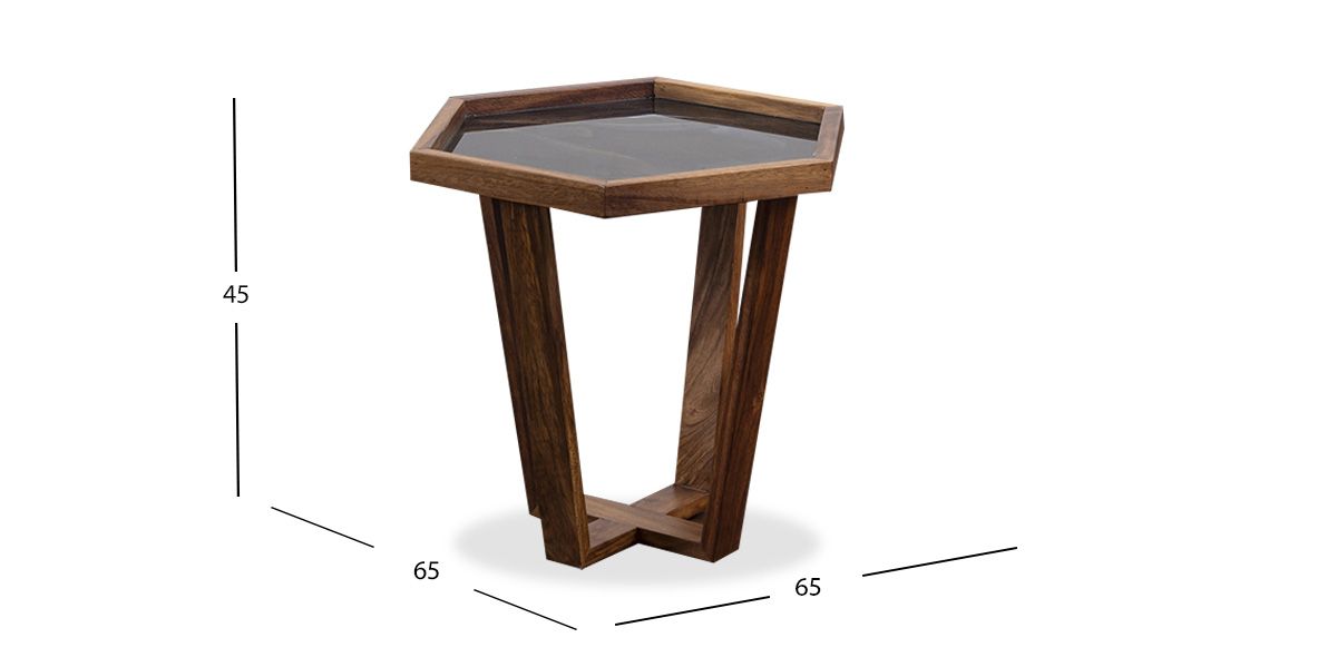 Mesa Lateral Hexagonal Grande Victory Negro Cristal