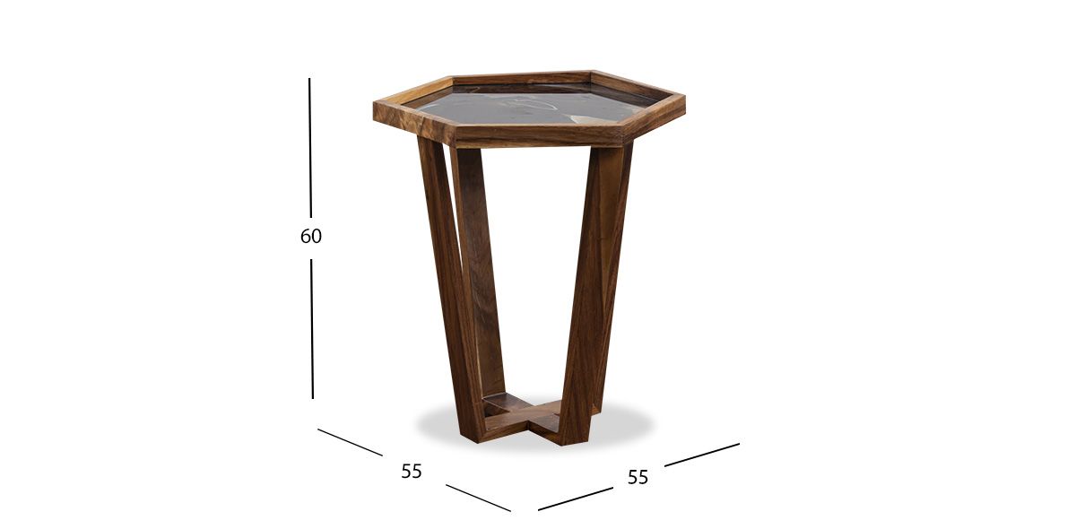 Mesa Lateral Hexagonal Chico Victory Negro Cristal