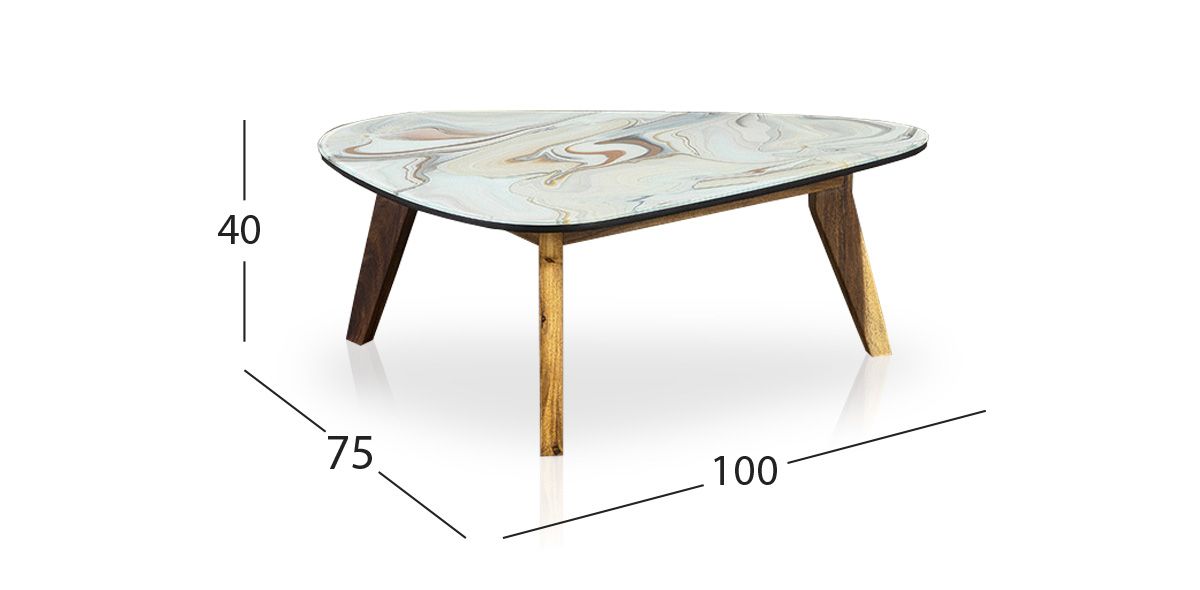Mesa Ocasional Mediana Stone Gris Parota Cristal