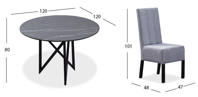 Comedor Redondo Nápoles Negro 5 Piezas