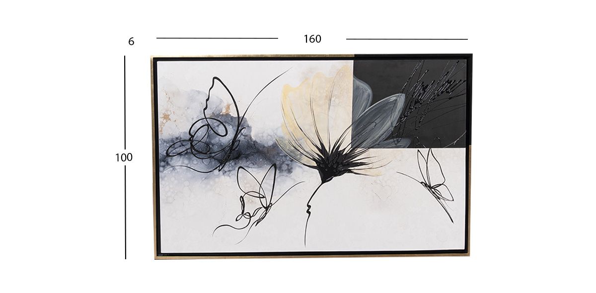 Cuadro Decorativo Al Oleo Floral CL Dorado