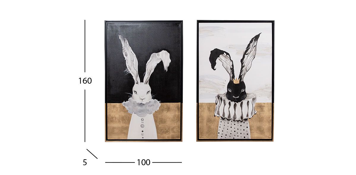 Cuadro Decorativo Al Oleo Rabbit CL Dorado