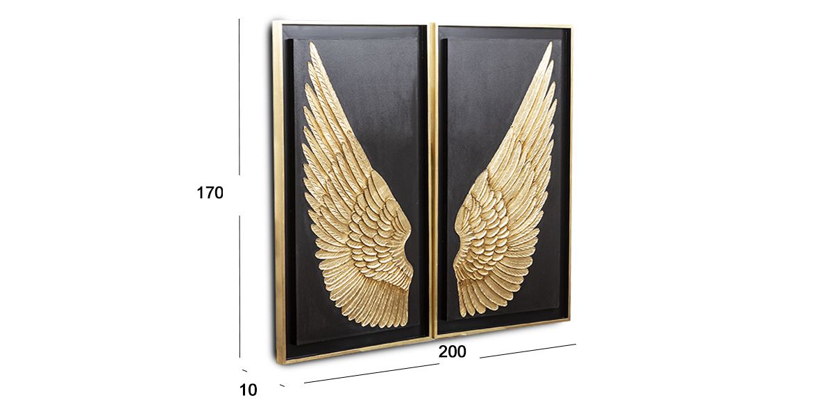Pintura al Oleo Alas Negro Oro