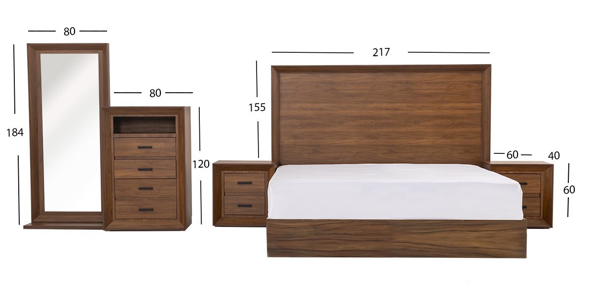 Recámara King Size Maileny Lisa Café 5 Piezas