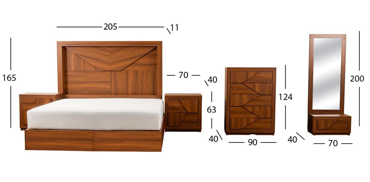 Recámara King Size Varsovia Café 5 Piezas  