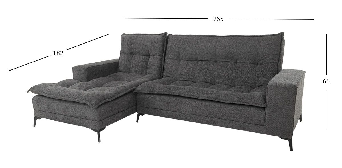 Sala En L Con Respaldo Abatible Izquierda Jennifer Gris Charcoal