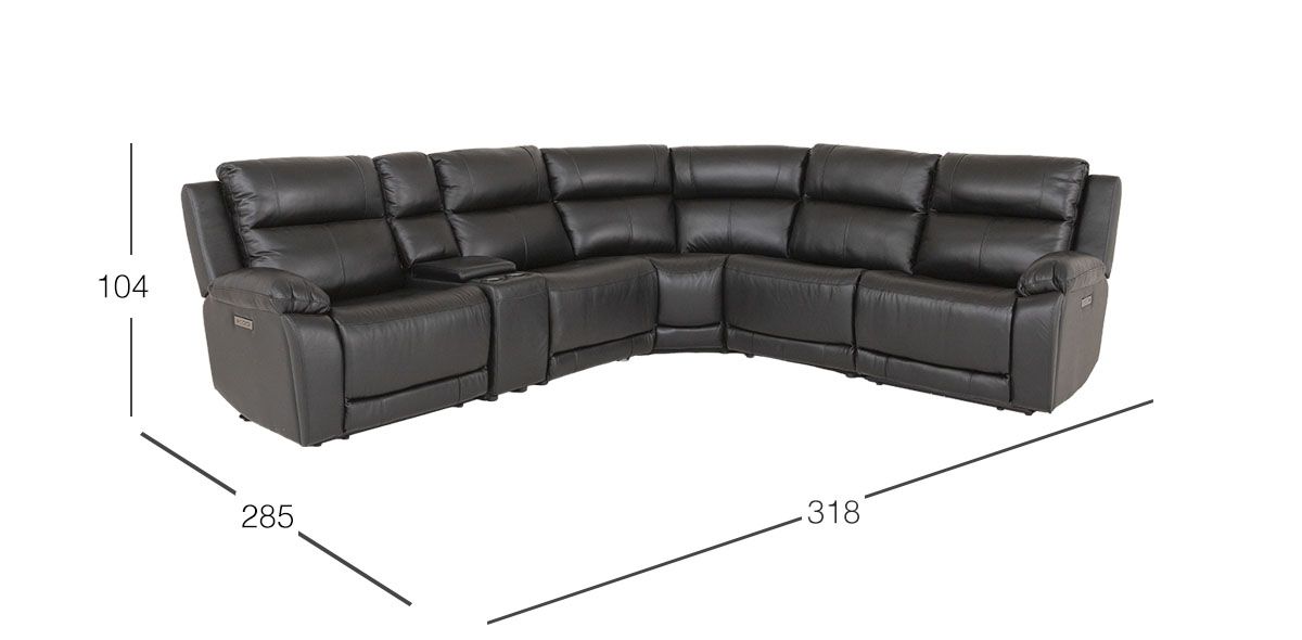 Sala Modular Con Reclinables Eléctricos De Piel Alberta Negro