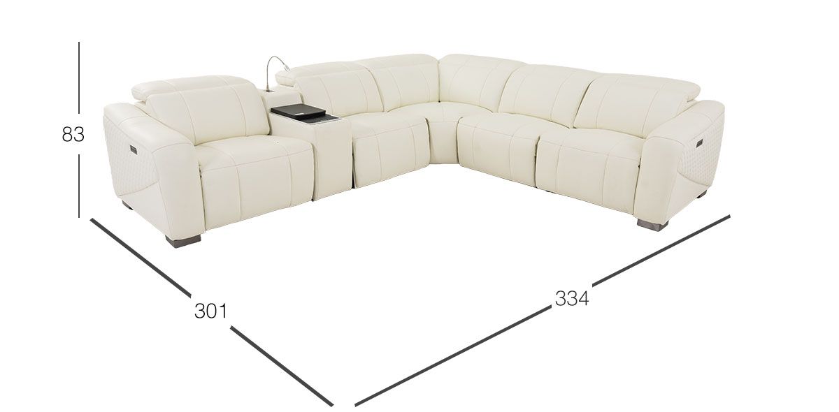 Sala Modular De Piel Con Reclinables Eléctricos Y Sistema De Refrigeración Brescia Beige