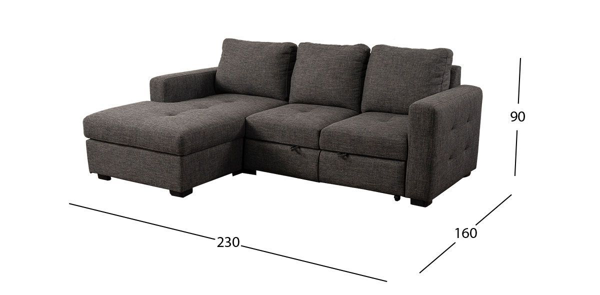 Sala Modular Izquierda Con Baúl Y Cama Alta Olivia II Gris