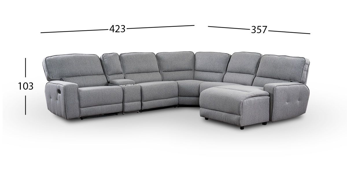 Sala Seccional Reclinable Jordán PL Gris