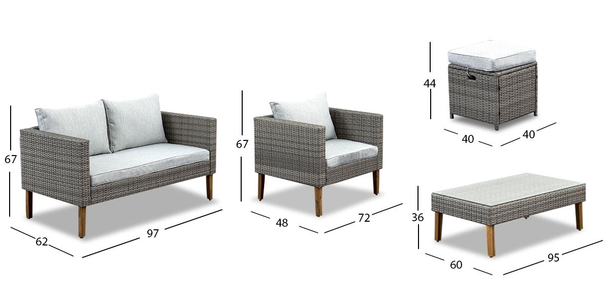 Set De Jardín Rectangular Juno Gris