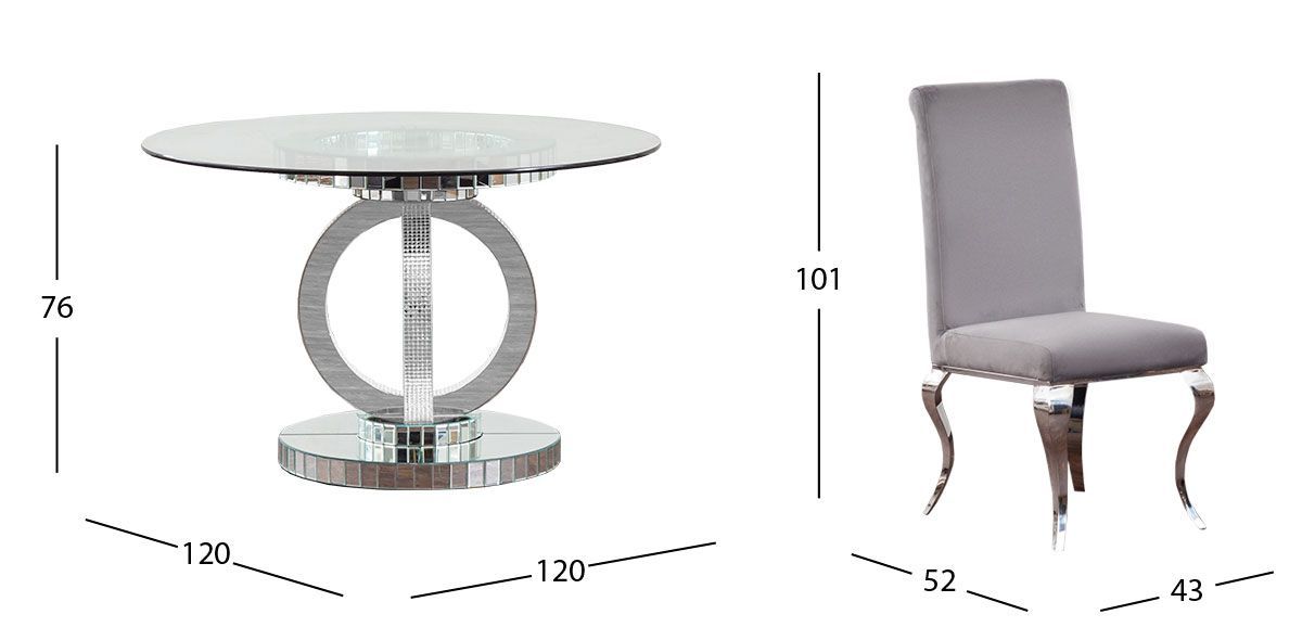 Comedor Redondo Genesis con Sillas Elenor Gris 5 Piezas