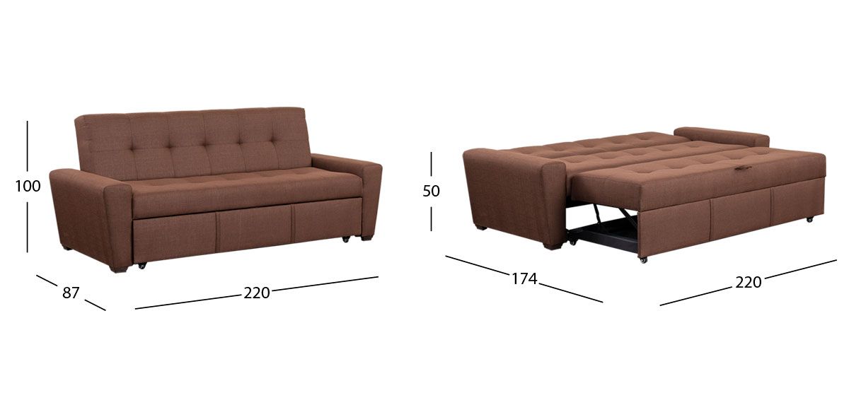 Sofá Cama con Cama Alta Irlanda V New Moka