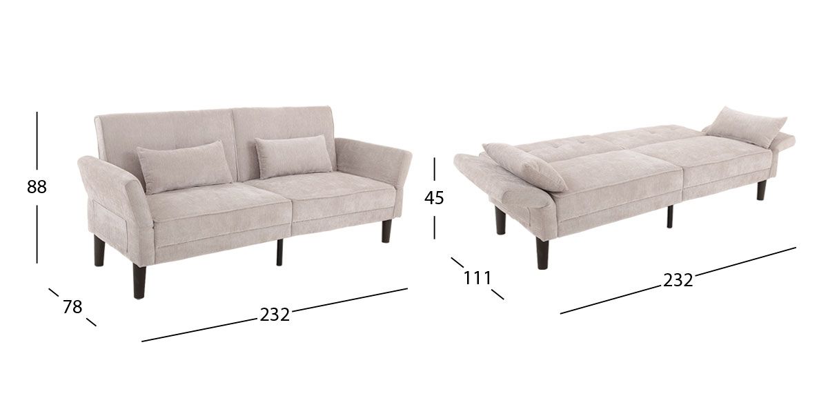Sofá Cama Multiposición Noir Gris