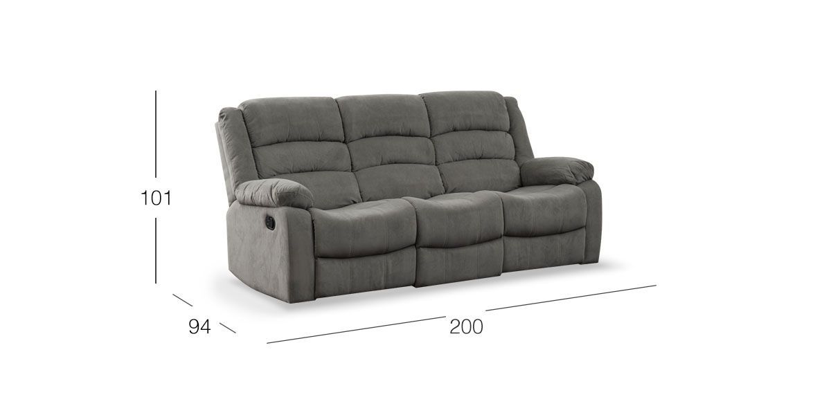 Sofá 3 Plazas Reclinable Columbia Gris