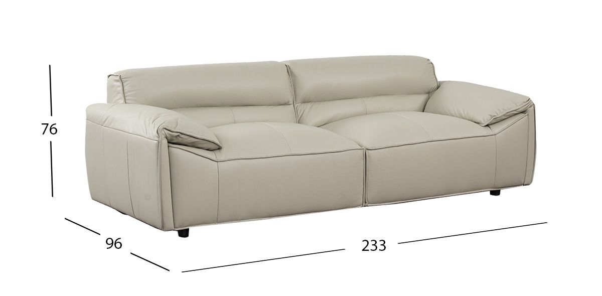 Sofá 3 Plazas Piel Wickens Gris Claro