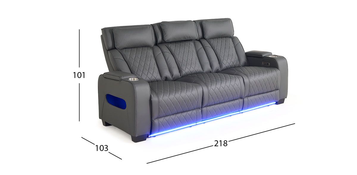Sofá 3 Plazas Con Reclinables Eléctricos Jetour Gris Oxford