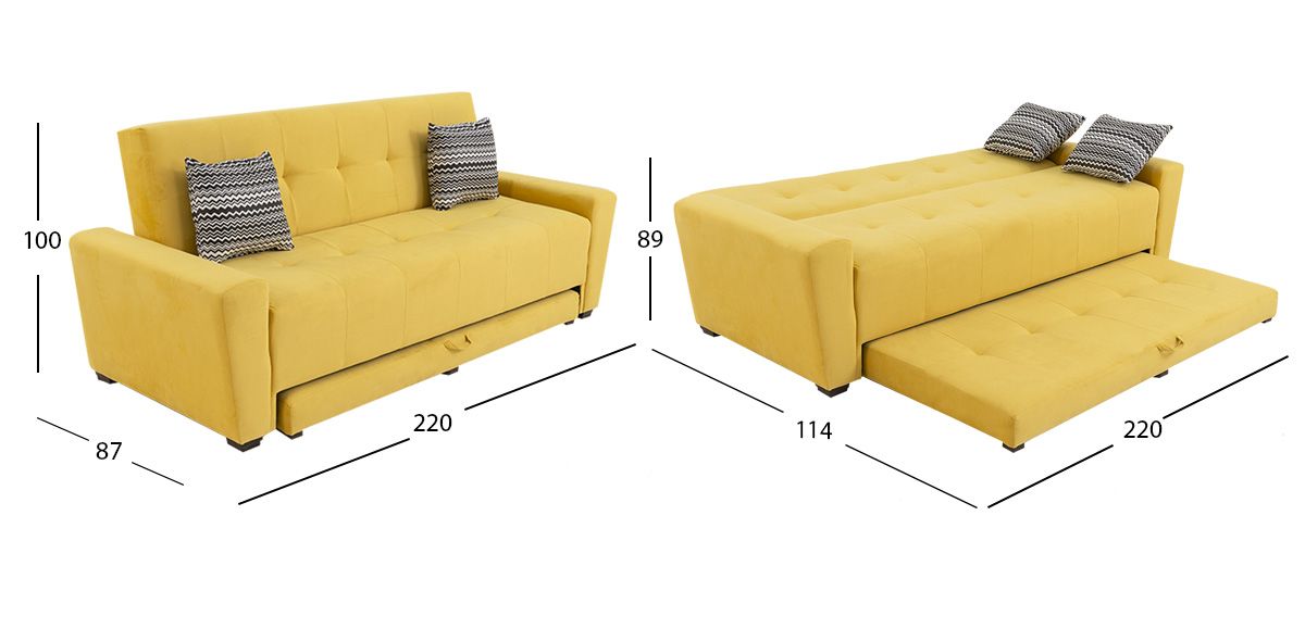 Sofá Cama con Cama Baja Irlanda New Amarillo