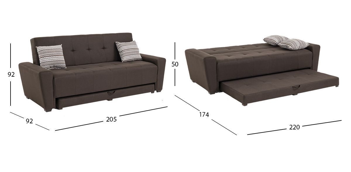 Sofá Cama con Cama Baja Irlanda New Chocolate