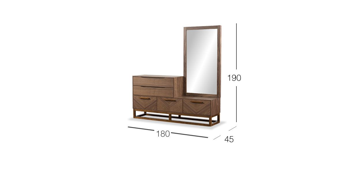 Cómoda Horizontal Con Espejo Veliero CL Café Nogal