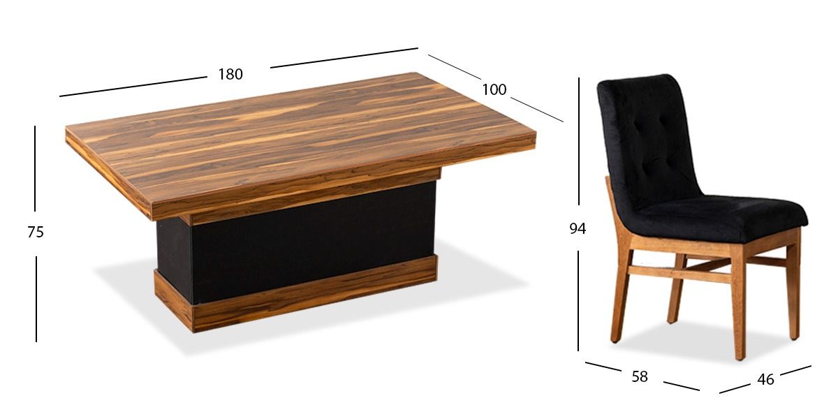 Comedor Invictus Parota con Sillas Invictus Negro